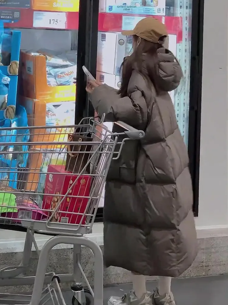 Piumino lungo da donna Jaet Thiened Warm Bread Sle Loose Fit Du piumino Cappotto invernale per pendolari Faion Versione coreana