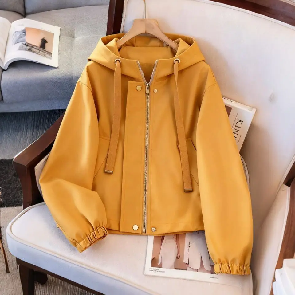 

Windbreaker Hooded Jacket for Women in Spring and Autumn New Short Jacket Fashionable Versatile Casual Loose Jacket Trendy