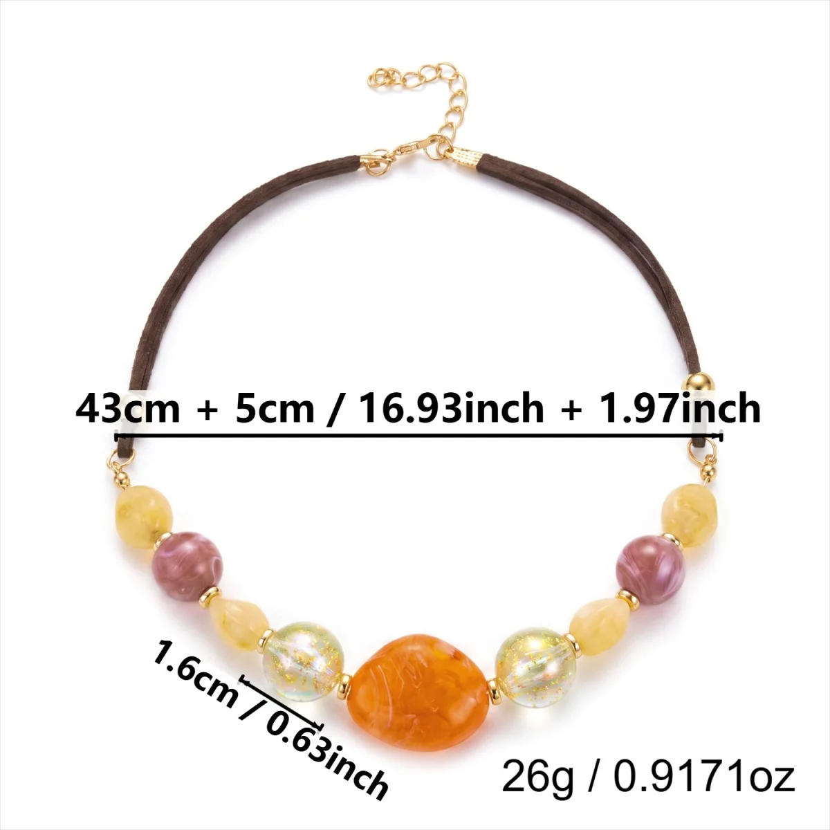 Ins Vintage Mehrfarbige Unregelmäßige Acrylperlen-Halskette für Damen und Herren, Handgefertigte Samtkette, Harzperlen-Choker, Ästhetischer Schmuck – Detail 37