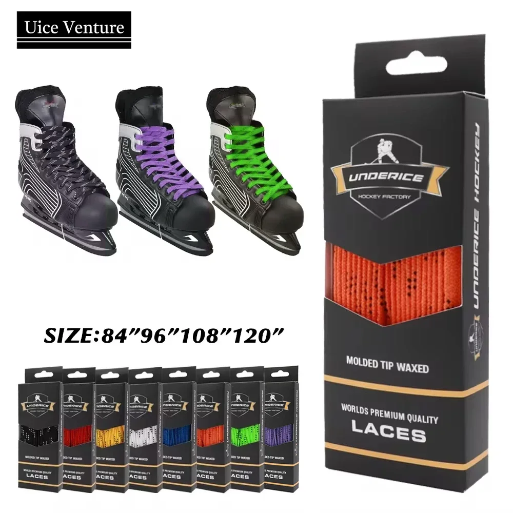 Ice Hockey Shoelaces 84/96/108/120in Box-Packed Ice Hockey Skate Laces  Dual Layer Braid Extra Reinforced Waxed Tip Shoelace