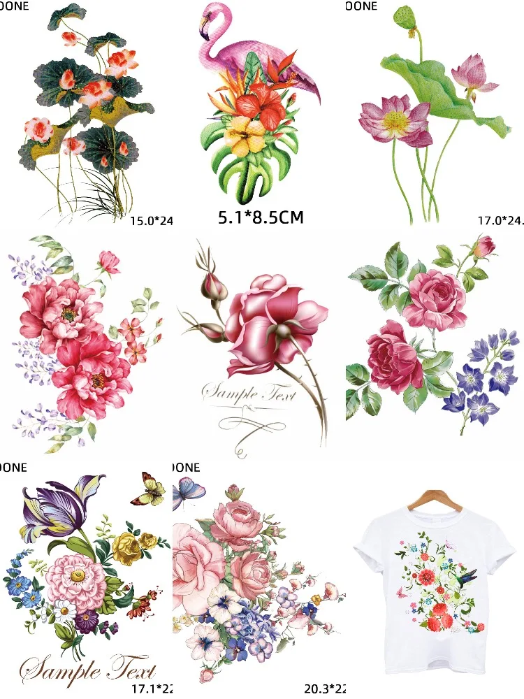 Flower Patches New Design Heat Transfer Washable Clothing Deco Badges Diy Accessory Iron-On Transfer