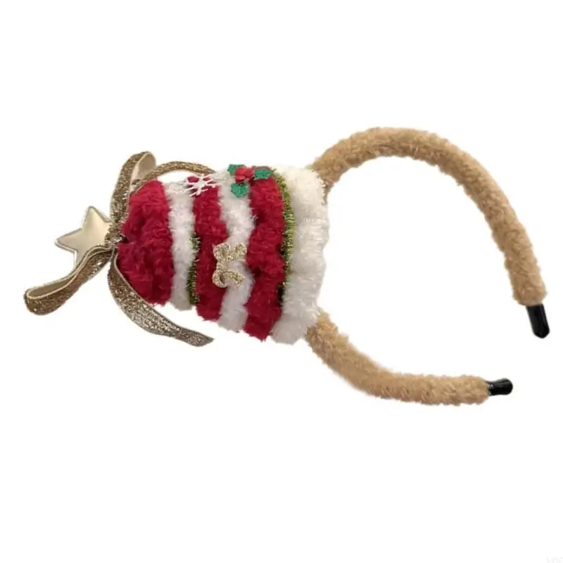 X4YC Kerstthema Plush Headband Festival Props Hairhoop Holiday Party Decoratie