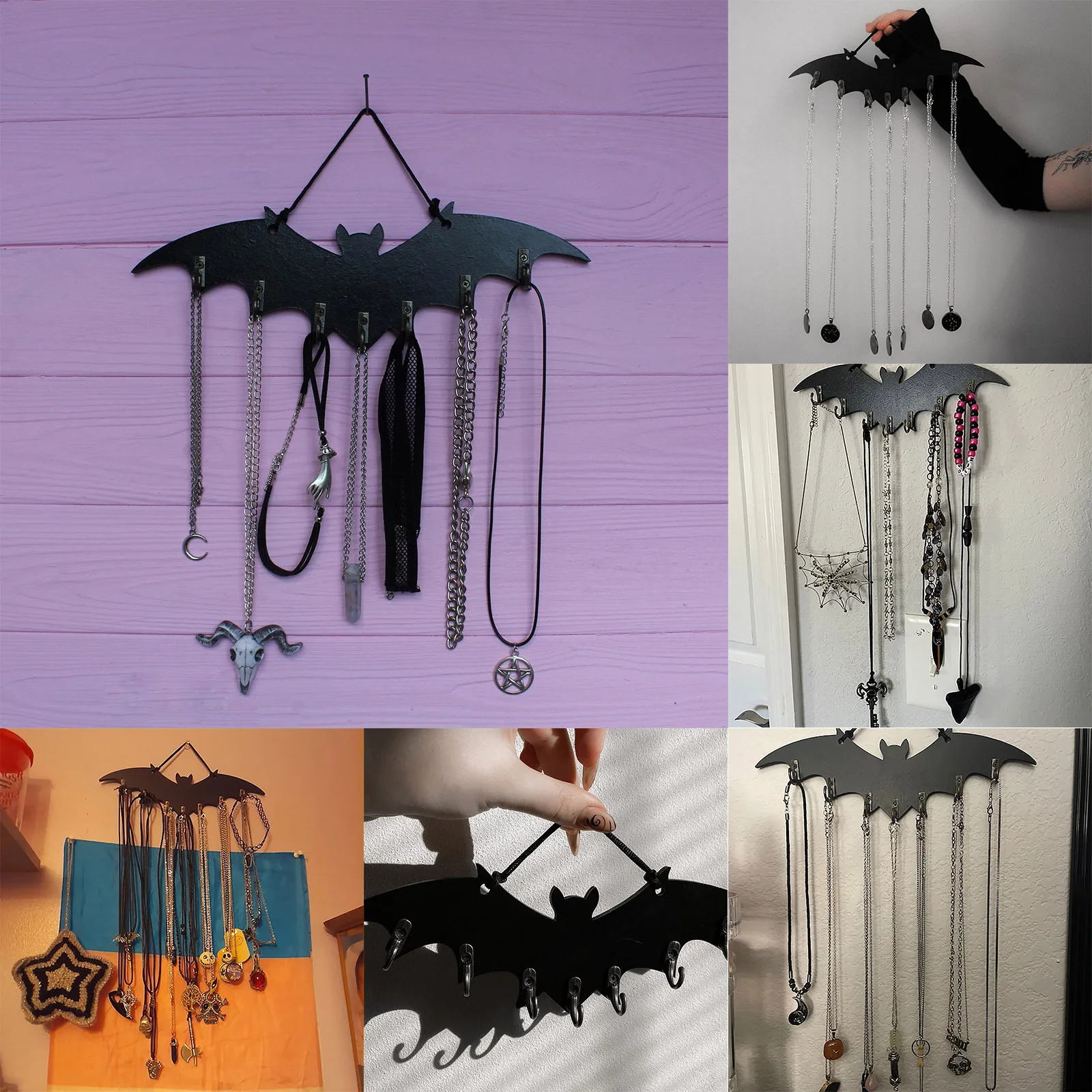 

Wooden Bat Hook Decor Gothic Style Wall Hanging Ornament For Home Ambiance Enhancement Halloween/christmas