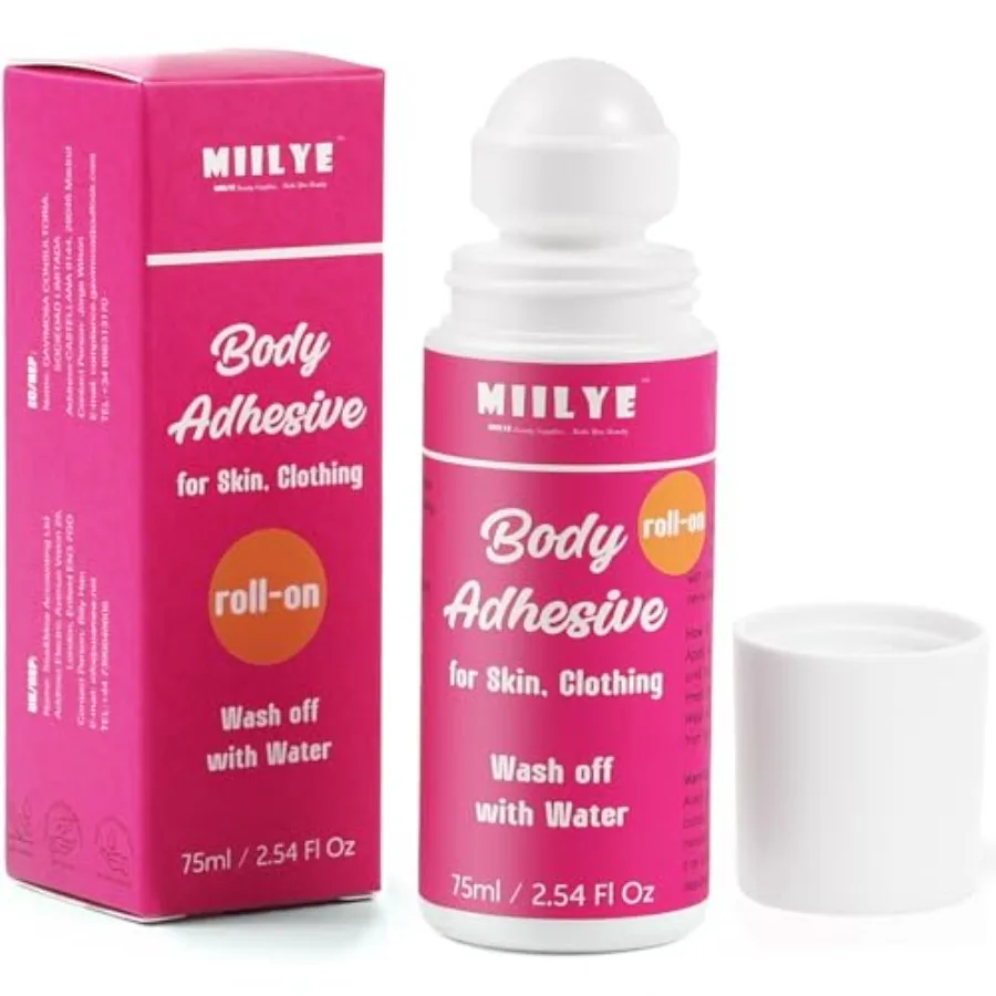 

Body Adhesive Roll-On for Skin and Clothing 2.54 Oz-Sweat Resistant Water Wash Off- Fashion Adhesive for Dancers Socks Stocking