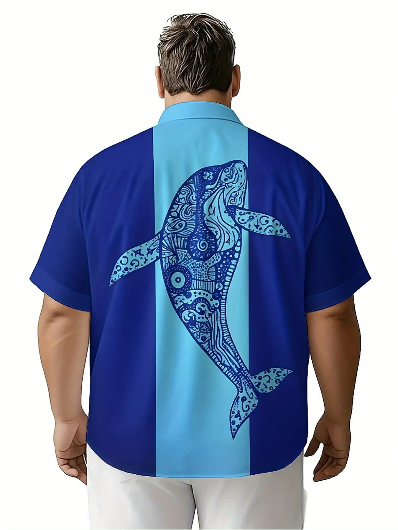 قمصان هاواي للرجال مقاس كبير بنمط روح الحوت في أعماق البحار، قمصان صيفية غير رسمية، مناسبة للاستخدام في الهواء الطلق والحفلات، ملابس الشارع