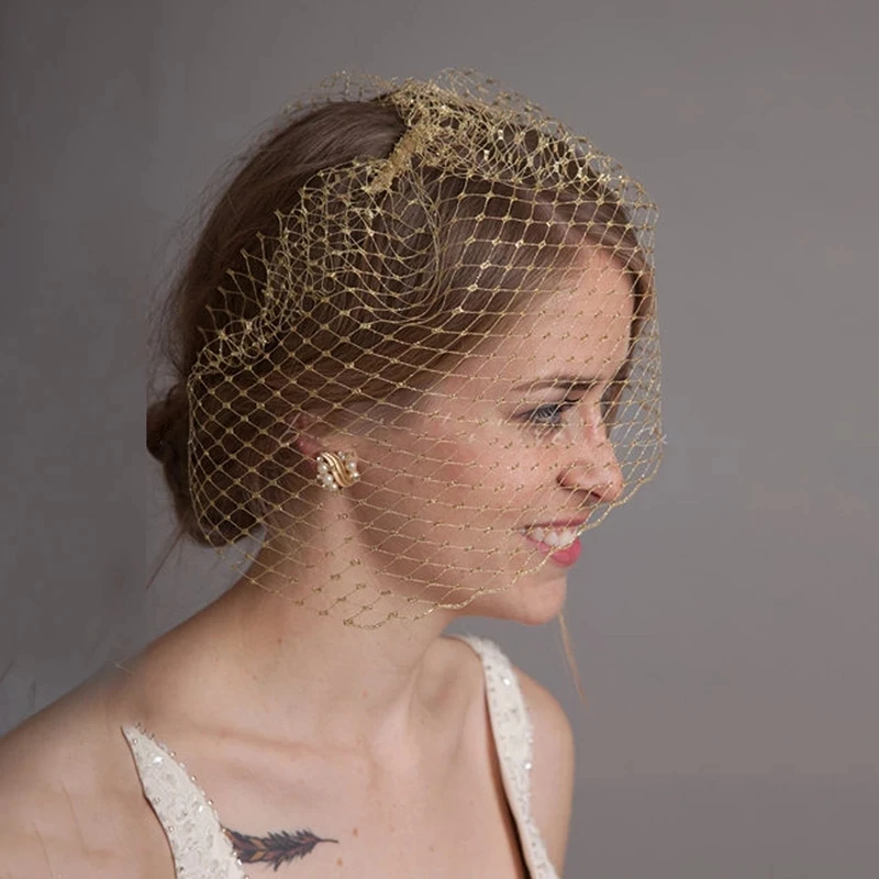 White Face VeilS for The Bride Hair Accessories Wedding Black Ivory Crystal Beaded Net Birdcage Fascinator Elegant Charming Veil