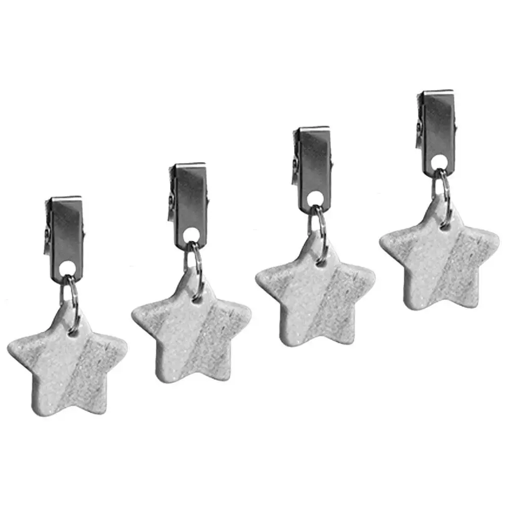 

4 Pcs Tablecloth Clips Weights Natural Stone Marble Stainless Steel Clamps Anti Wind Camping Picnic Home Party Supplies