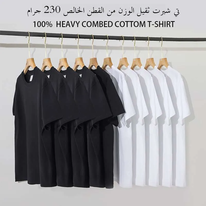

Heavy ort Sve T-irt 230g Pure Cotton ex Comfortable Breathable round Ne Loose Fit Spring Summer Basic Sle