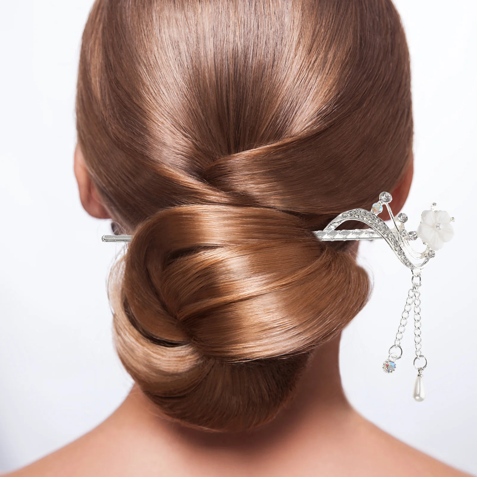 

3 Pcs Vintage Hairpin Headdress Stick Tassels Flower Decorative Sticks Rhinestones