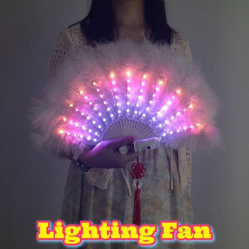 Bright LED Flashing Folding Fan Party Performance Halloween Rave Glow Dance Club KTV Festival Concert Stage Show Props Lighting
