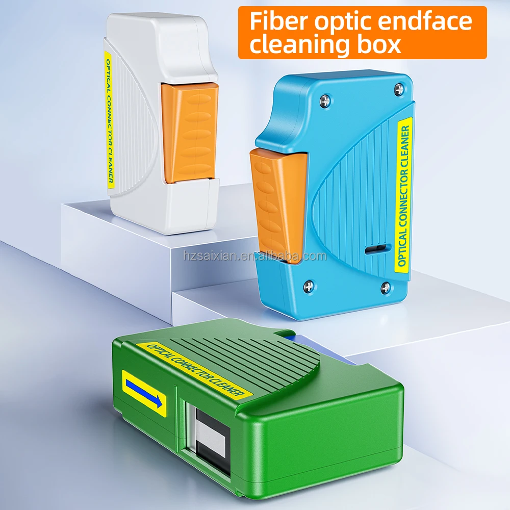 SAIVXIAN Cassette Type Fiber Optic Cleaning Box 550 Times Wiping Tool with LC Connector for SC/FC/ST/LC Used FTTH Networks Wi-Fi