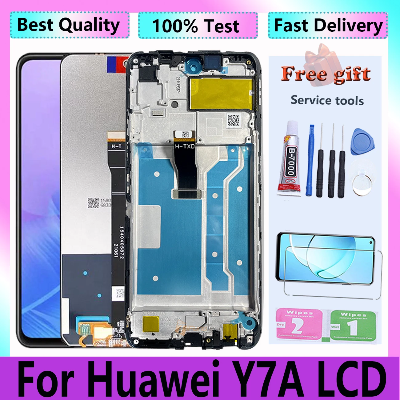 Оригинальный ЖК-дисплей для Huawei Y7A с рамкой, сенсорный экран, дигитайзер в сборе, детали для ремонта, замена
