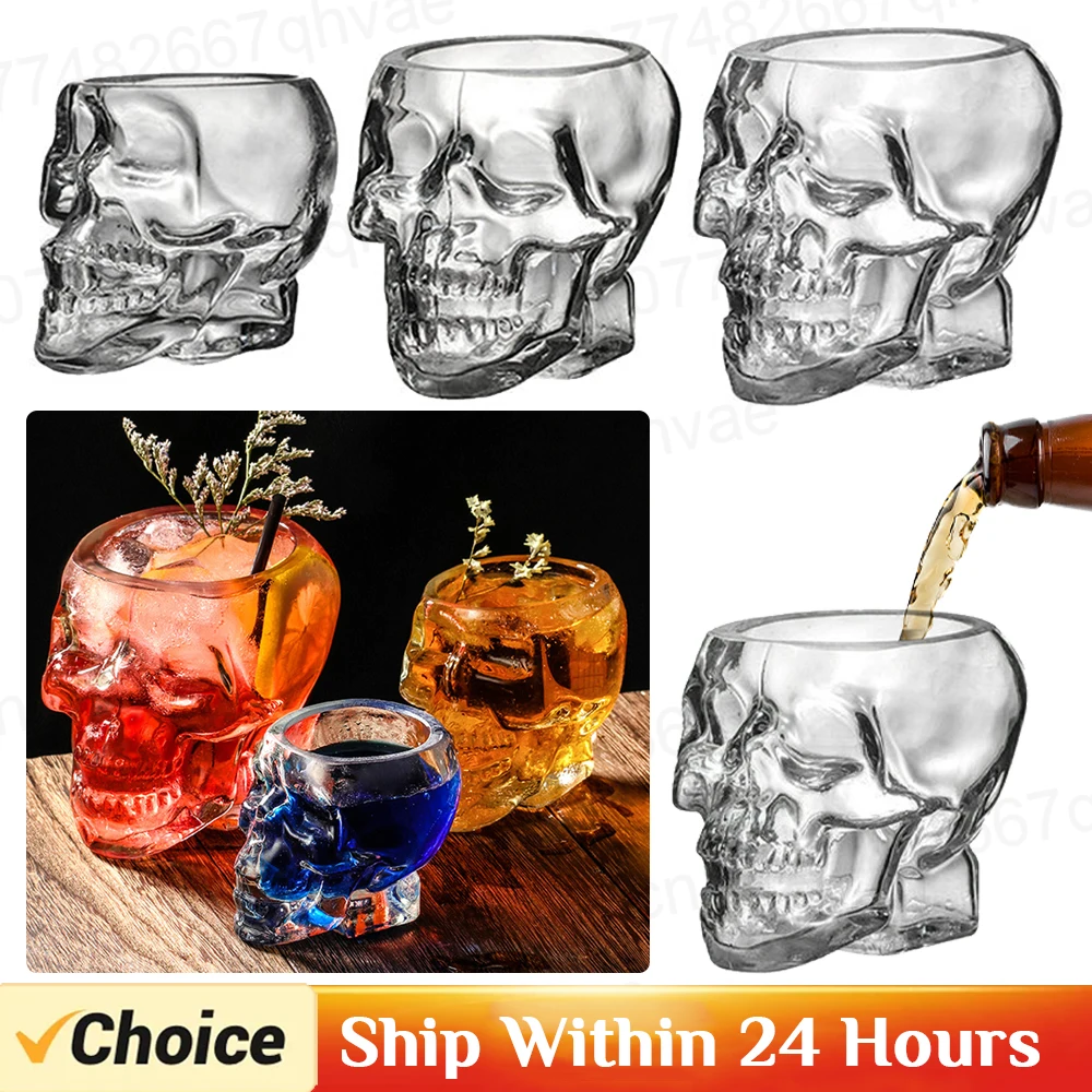 Halloween Household Skull Head Glass Teacup Transparent Crystal Coffee Juice Mug Drinking Bar Club Whiskey Wine Beer Cup