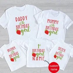 Aardbei Verjaardag Outfit Familie Feest Shirt Meisje Lief Een Baby Meisje Eerste Verjaardag Bijpassende Shirt 1e Partij Shirt Aangepaste Naam