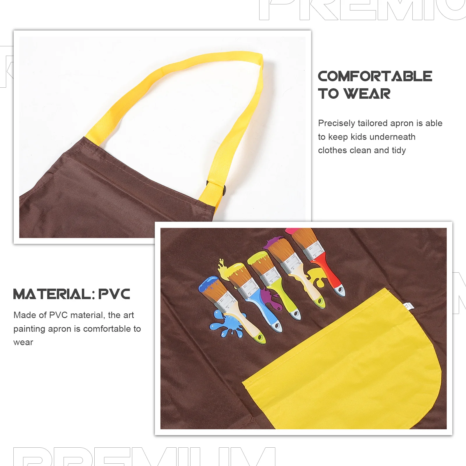 2 個防水 PVC キッズペイントエプロン簡単結び目調節可能なウエストアートエプロン子供用調理クラフト給餌汚れ保護