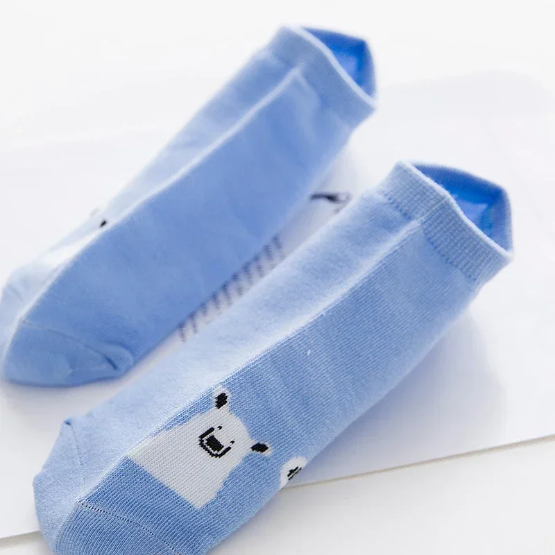 Fashion Short Ankle Socks Women Summer Bear Boat Socks Animal Cartoon Cute Kawaii Socks Cotton Breathable Spring Harajuku