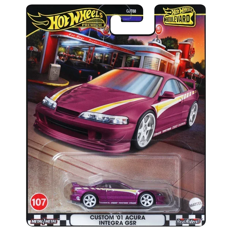 Mattel Hot Wheels Premium Car Boulevard Custom 01 Acura Integra Gsr Diecats 1/64 Toys for Boys Vehicles Models Birthday Gift