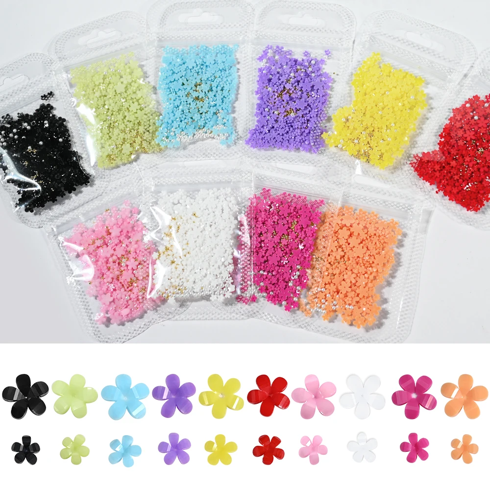 أجزاء أظافر أكريليك ثلاثية الأبعاد ، حبات فولاذية مختلطة ، جواهر ساحرة ، مستلزمات كاواي ، ملحقات مانيكير ، أظافر لكل عبوة