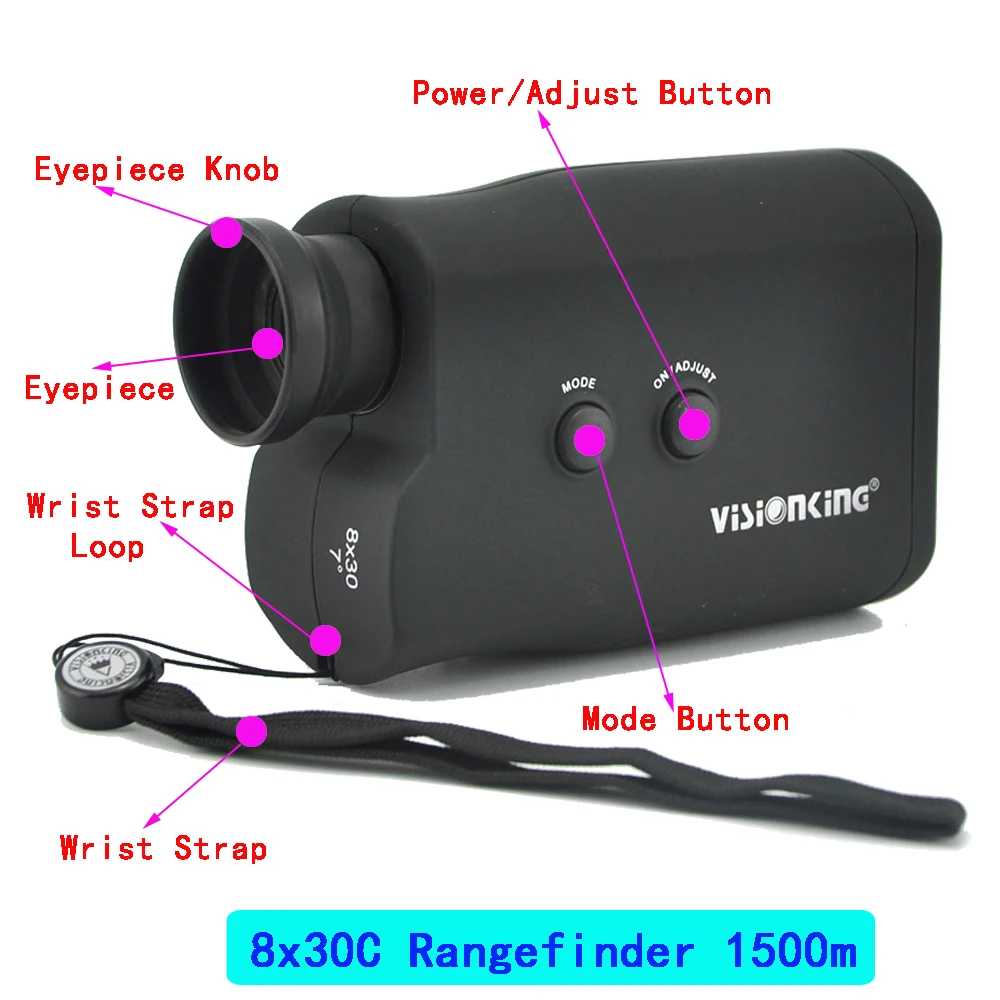 Visionking المحمولة 8x30 ليزر Rangefinder LCD 1500 متر مقياس مسافات 7 °   مجال الرؤية FMC الصيد التكتيكي في الهواء الطلق جولف أحادي العين
