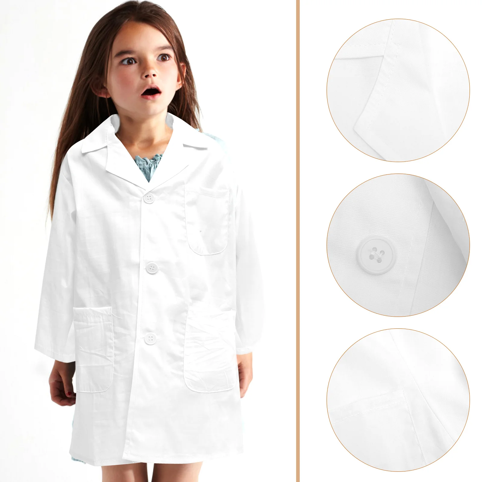 Children's Lab Coat Kids Girls Dresses Glasses Animal Accessory Fabric Coats for Lovely Scientist Washable Costume Nurse