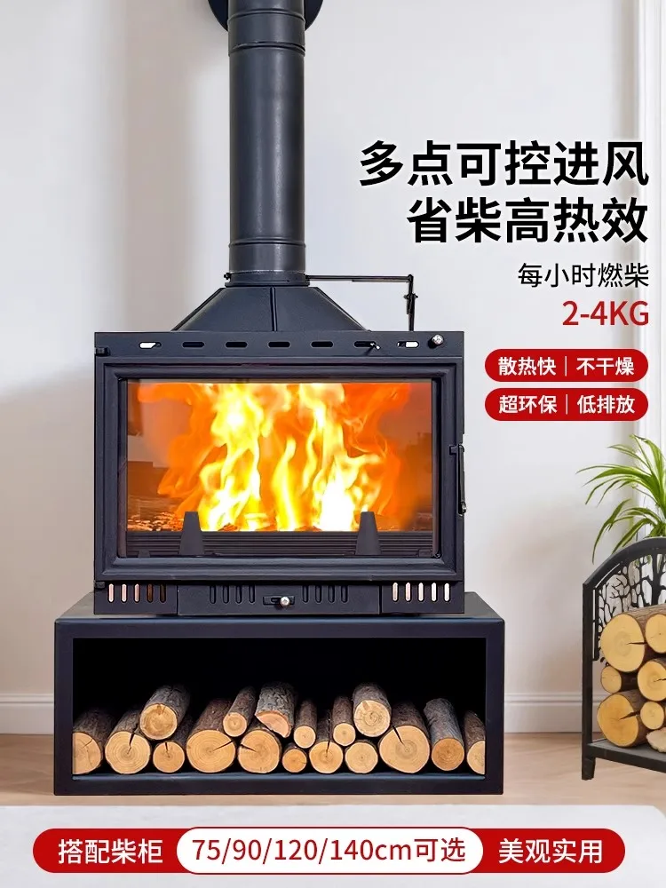 مدفأة فيلا ترو مدفأة منزلية مدمجة في المنزل، موقد تسخين ريفي أمريكي، مدفأة حطب فيلا من الحديد الزهر