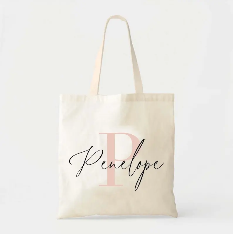 Personalized Monogram Tote Bag - Custom Tote - Name Tote - Name Initial Bag - Personalized Shopper Tote - Bridesmaid Gift -