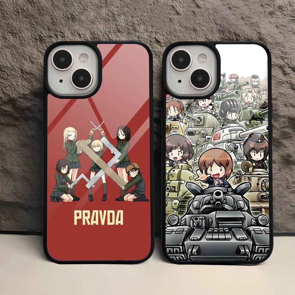 Girls Und Panzer Phone Case For Iphone 15 Pro Max 14 12 11 13 Mini 6 8 7 Plus X Xs XR PC+TPU Design Back Cover