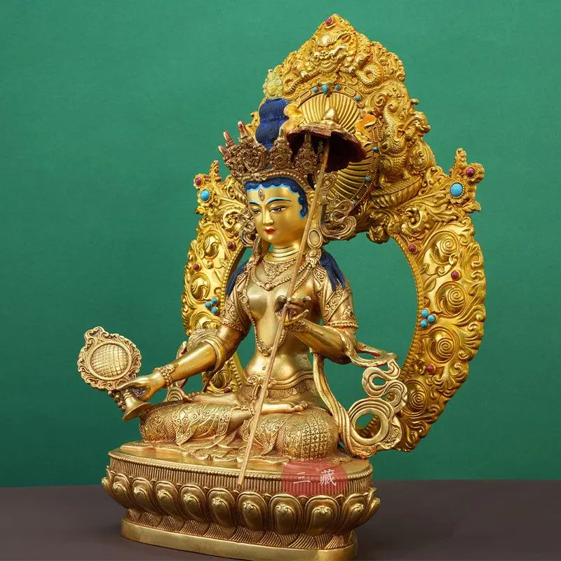 Tibetan Tantra Big White Umbrella Cover Buddha Mother Pure Copper Full Gilt Buddha Statue 10 Inch Backlit Copper Statue Tibetan