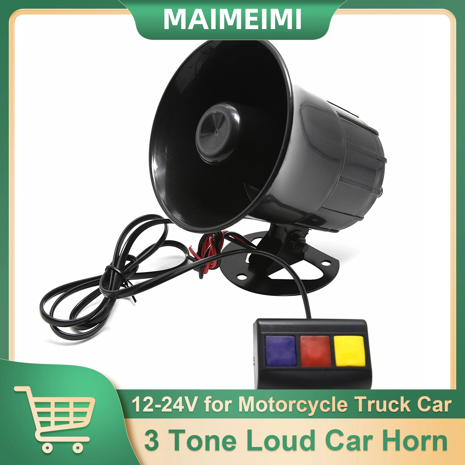 Universal 3-Tone Sounds Siren Horn Car Loud Horn 110dB Sound Motorcycle Warning Alarm Police Fire Siren Speaker Outdoor 20W