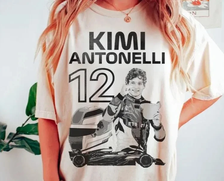 2026 Kimi Antonelli F1 Retro Pure Cotton T-shirt: Racing Driver Vintage Style Fan Gift Champion Surrounding Comfortable Quality