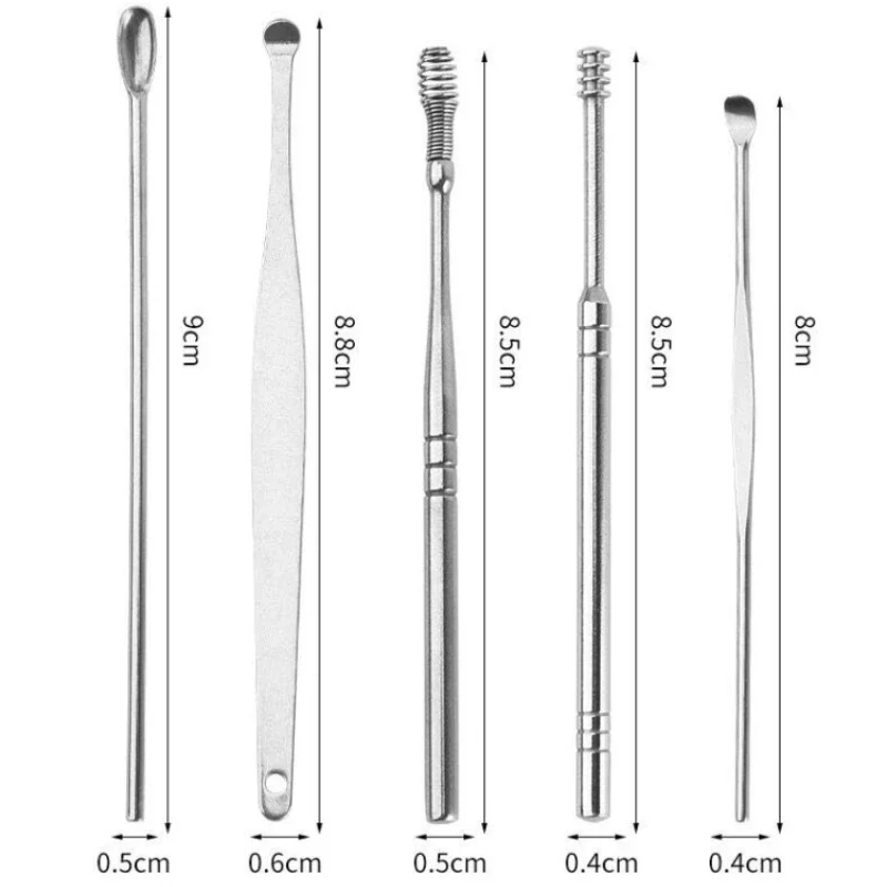 6Pcs Ohr Reiniger Wachs Entfernung Werkzeug Earpick Sticks Ohrenschmalz Entferner Curette Ohr Pick Reinigung Ohr Reiniger Löffel Gesundheit Pflege earpick