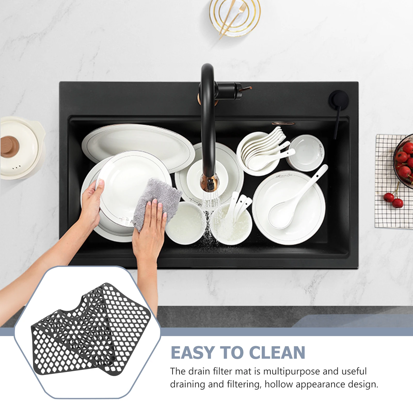 

Silicone Kitchen Sink Protector Mat Hollow Draining Cushion Anti Scalding Countertop Mats Easy Install Lightweight Clean Useful