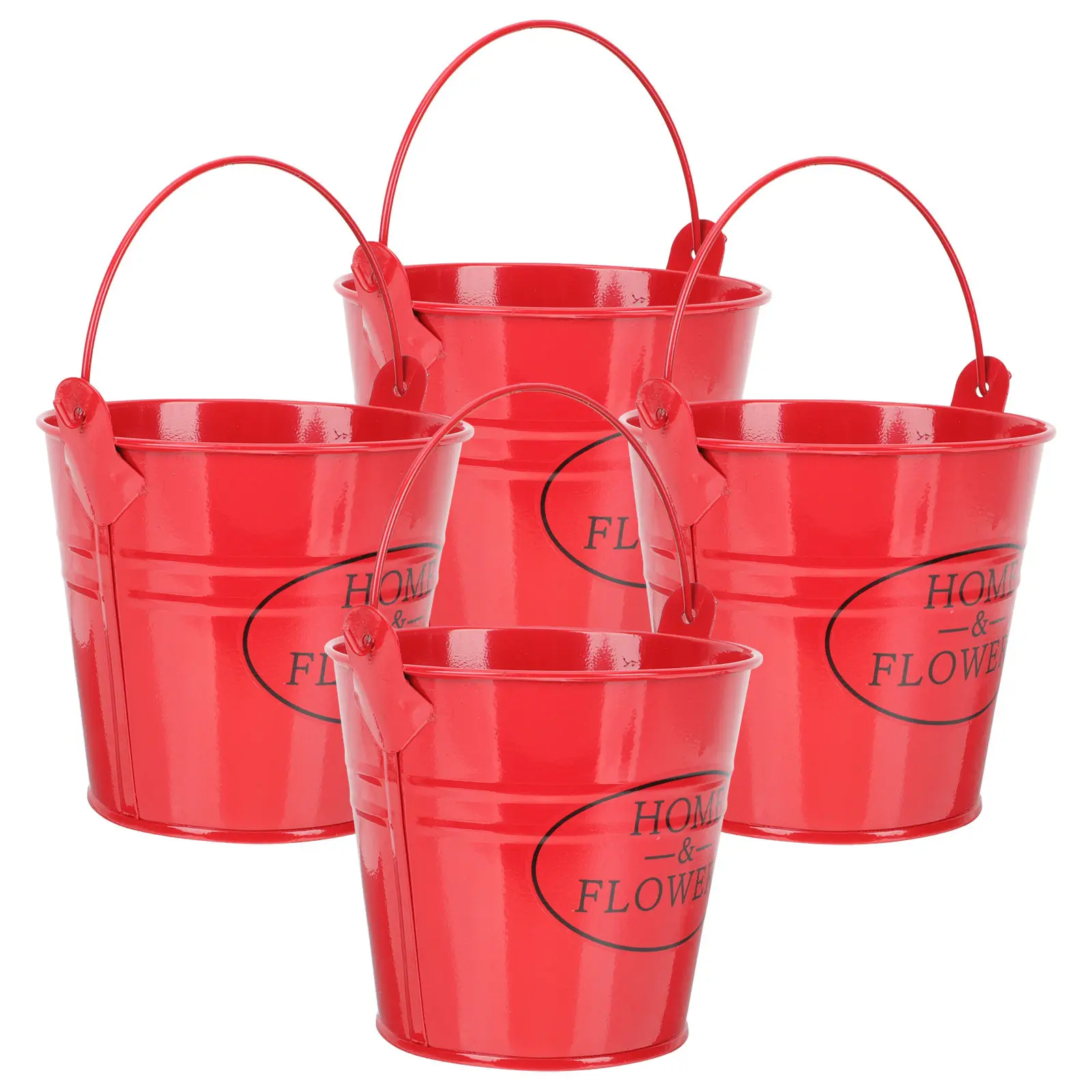 4Pcs Retro Iron Flowerpot Multi-Purpose Succulent Plant Pot Rustic Metal Flower Bucket for Home Office Decor Vintage Floral Vase