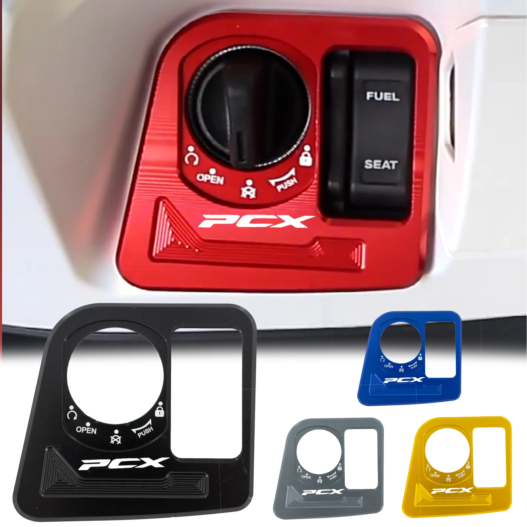 

Accessories CNC Ignition Switch Cover Electric Door Lock Button Cover Protector For HONDA PCX160 PCX 160 2022 2023 2024 2025