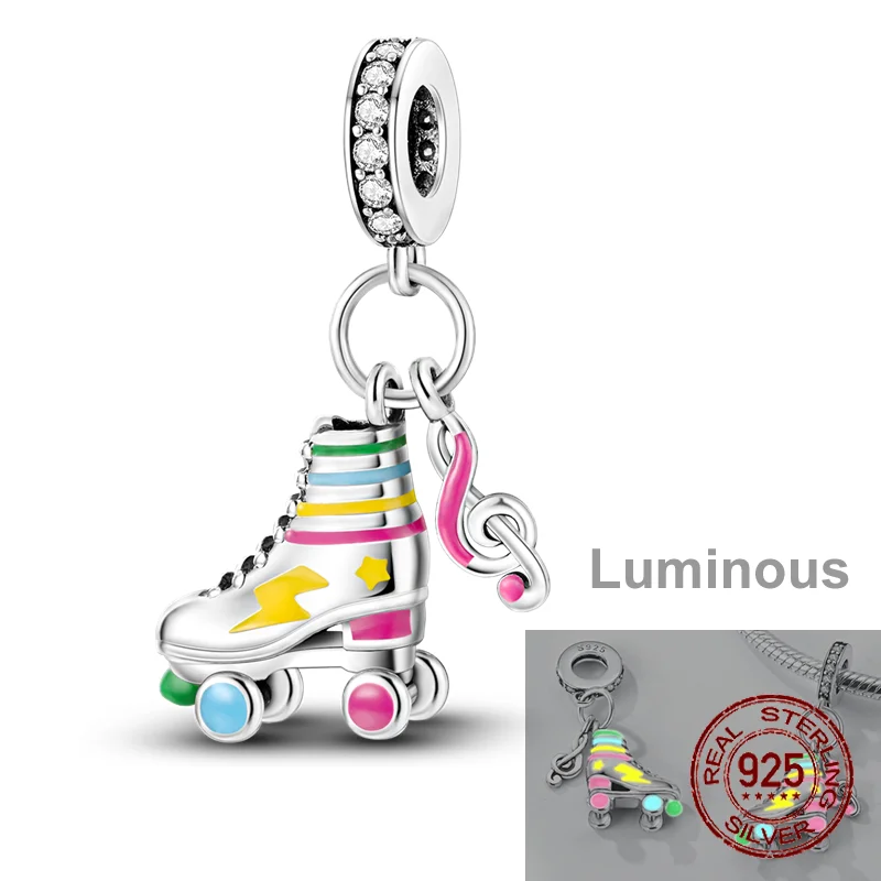 925 Sterling Silver Chameleon Charms Bead Colorful Sketchpad Dangle Zirconium Clip for Bracelet Necklace DIY Jewelry