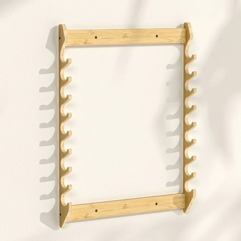 Bamboo Fishing Rod Storage Rack Wall Mounted Large Capacity Fishing Rod Display Rack Space Saving Fishing Rod Holder