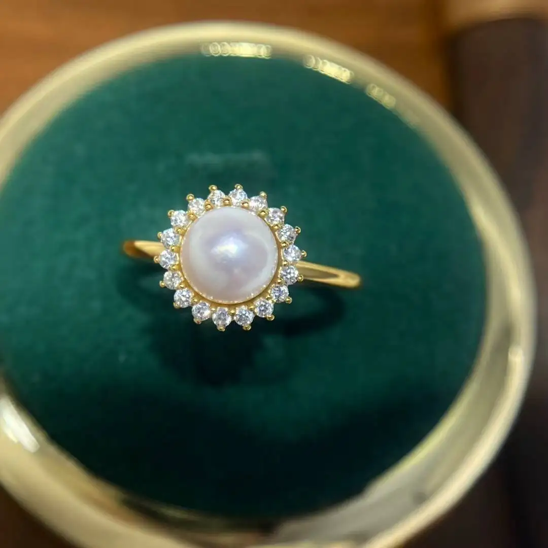 S925 Sterling Silver Adjustable Ring Mount Settings Findings Mountings Accessory Parts Fittings for 10-11mm Pearls 5pcs/lot