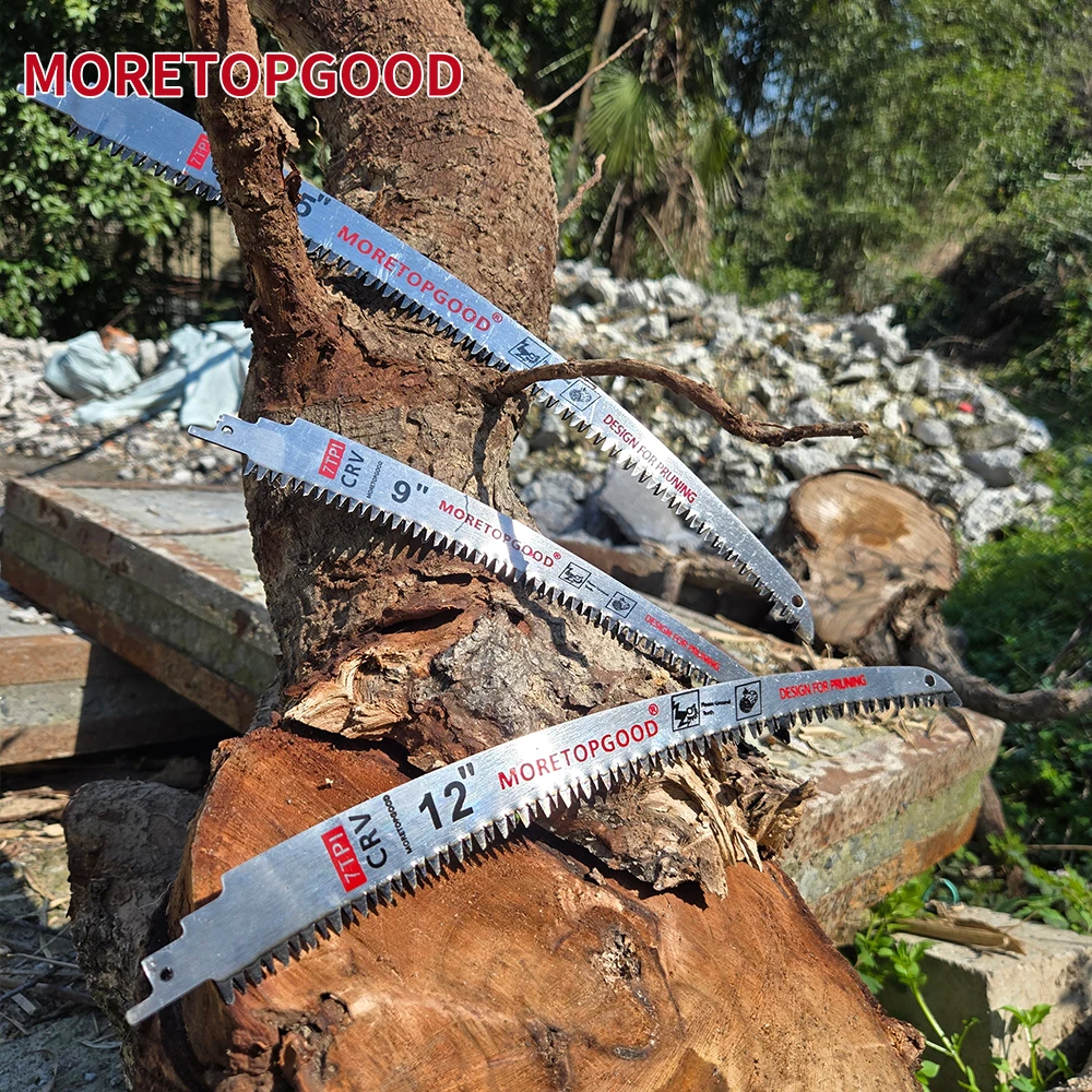 MORETOPGOOD 7T Arc Edge Reciprocating Saw Blade, Japanese Teeth with Curved Edge Wood Pruning Saw Blades for Tree Trimming, 3pcs