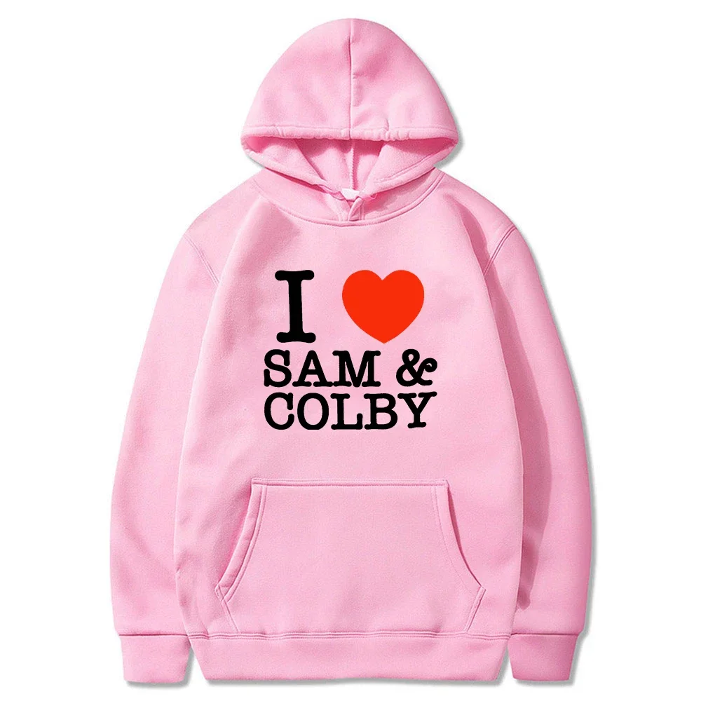 Sam e Colby Love Hoodie para homens e mulheres Casais, Streetwear de manga comprida, moletom com capuz, roupas da moda, XPLR, 2024