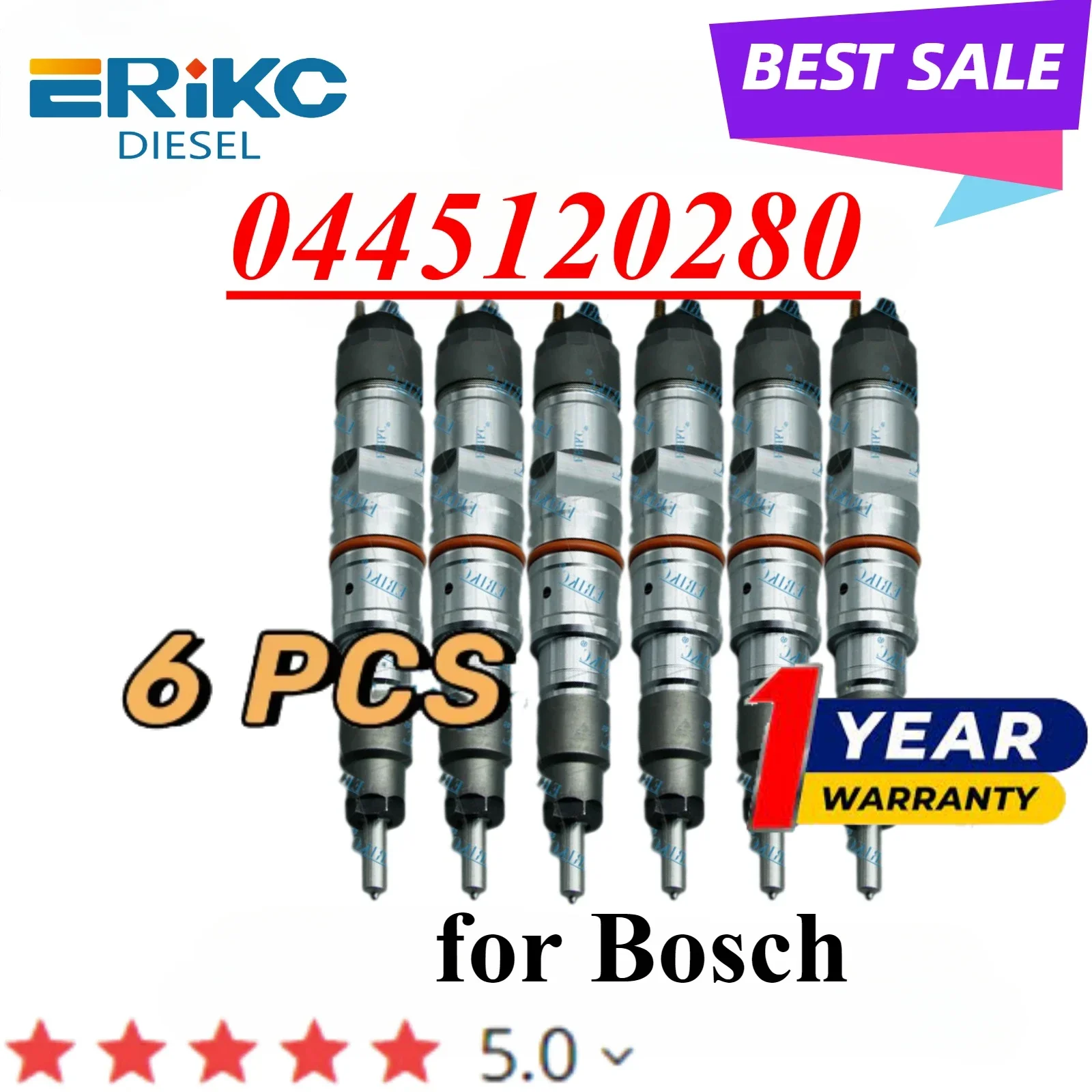 

6PC 0445120280 Diesel Common Rail Fuel Injector 0 445 120 280 Injection Nozzle for FUTON CUMMNS 150T1