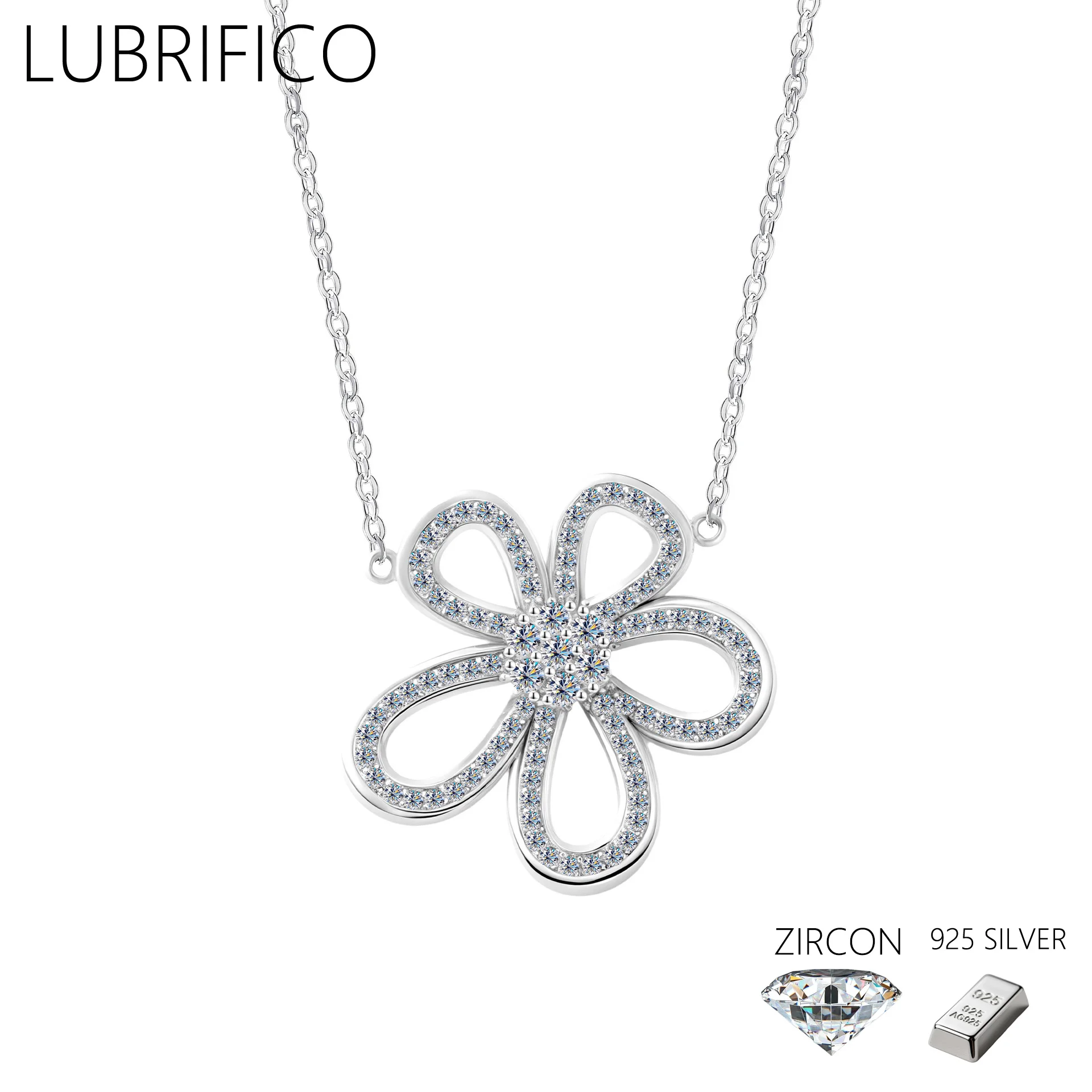 

Стерлингового серебра 925 пробы, циркон AAA, пятилепестковый цветок, ожерелье, кулон для женщин, ювелирные изделия, свадебная вечеринка