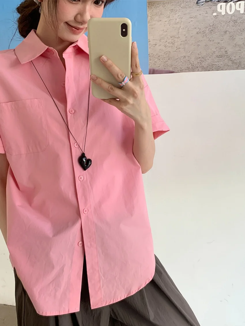 Alien Kitty 5 Colors Women Minimalist Shirts Chic Loose Short Sleeve Gentle Summer All Match Streetwear Daily Fashion New