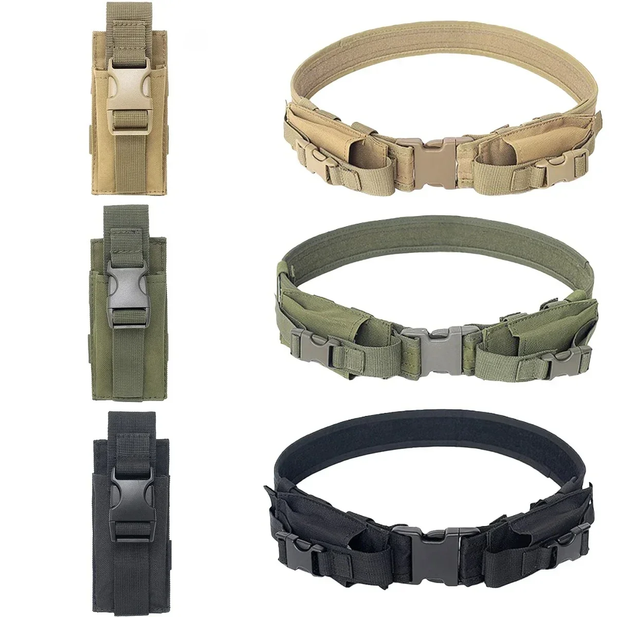 

Уличный тактический фонарик, поясная сумка, складной нож, кобура для пистолета в стиле милитари, кобура для инструментов MOLLE
