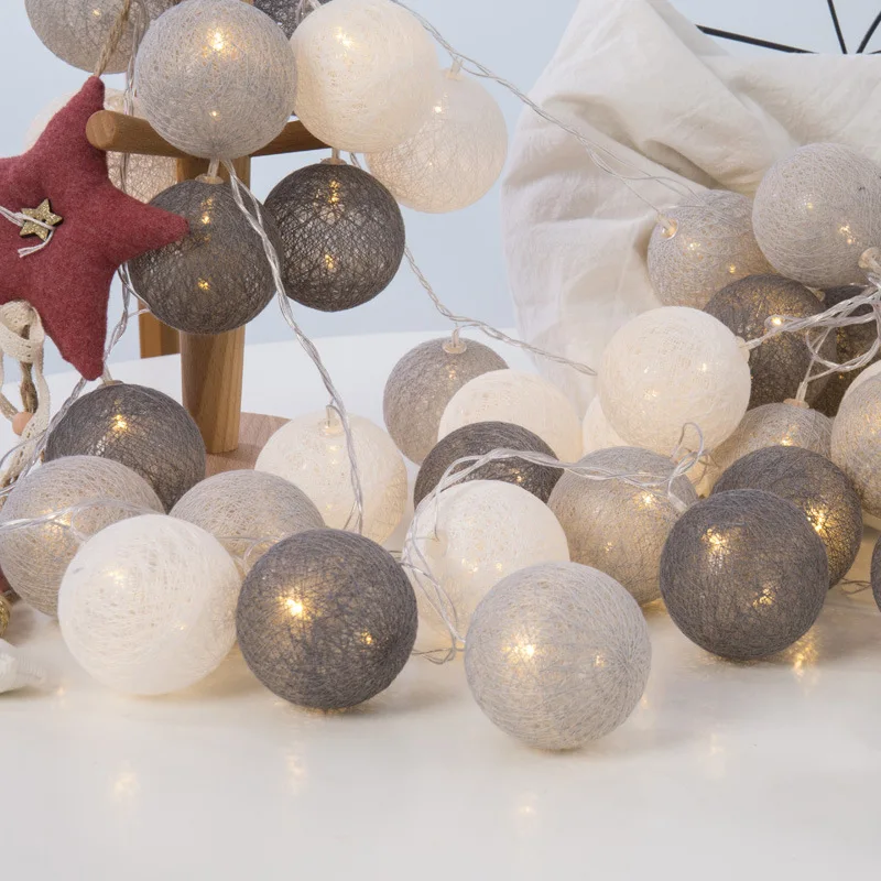 30 Cotton Balls String Fairy Night Lights USB LED Bulb camera da letto Christmas Outdoor Holiday Party Baby Bed Lights Decoratio