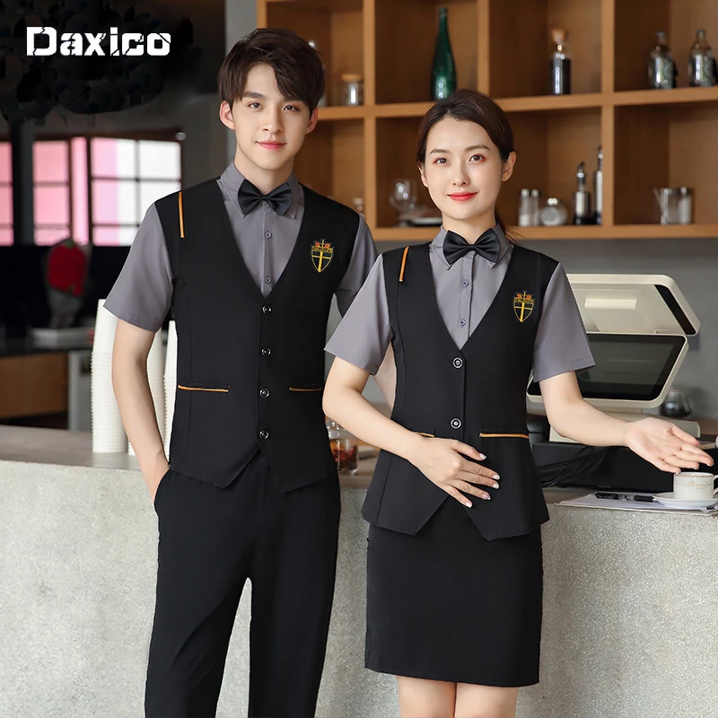 

Hotel Waiter Uniform KTV Waitress Uniform Vest Shirt Suit Restaurant Vest Uniforms Catering Dining Waiter Horse Clip Workwear