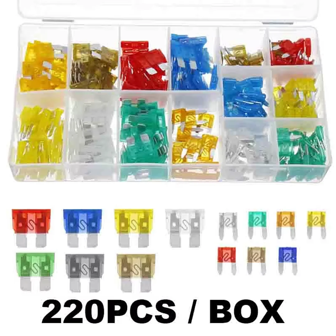 Fuse boxes Car Fuse Assortment Set Profile Middle Size Blade Type Fuse Auto Car Truck 2-35A Fuse with Box Clip 60/306Pcs