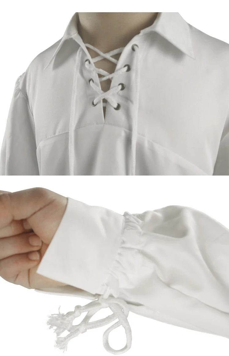 Mens Medieval Pirate Lace Up Shirts Vampire Renaissance Victorian Steampunk Gothic Shirt Men Party Halloween Prom Chemise Homme