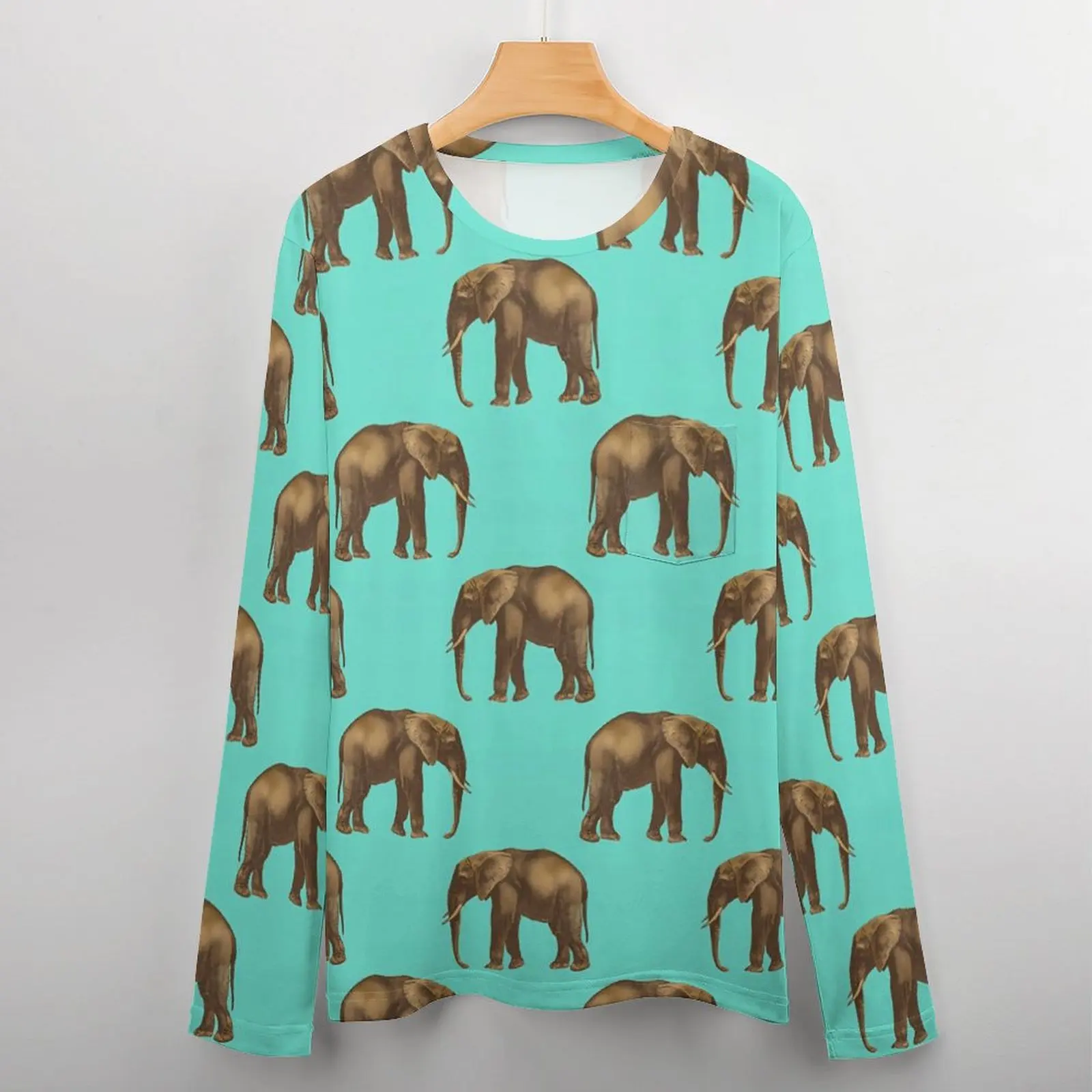 Cute Elephant T Shirt Men Vintage Animal Print Basic T-Shirts Spring Hip Hop Tee Shirt Long Sleeve Design Big Size Clothing image 4