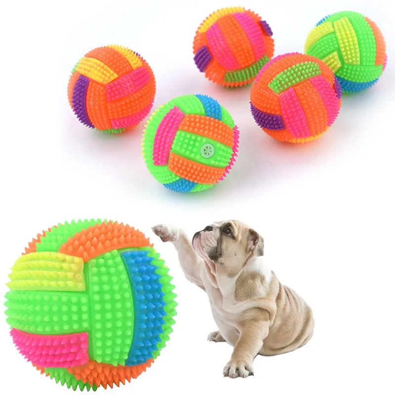 Luminous Elastic Activation Sound Ball Toys Massage Ball with Whistle Dog Cats Chew Bouncy Ball Soccer Glowing Children Pet Toys view 2
