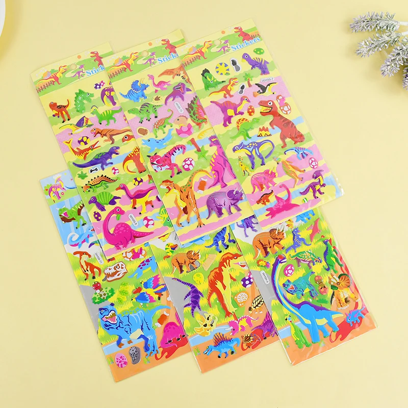 

6 Sheets Cartoon Stickers Puffy Bulk Waterproof Bubble DIY Sticker Scrapbook Toys For Christmas New Year Birthday Party Gift Toy